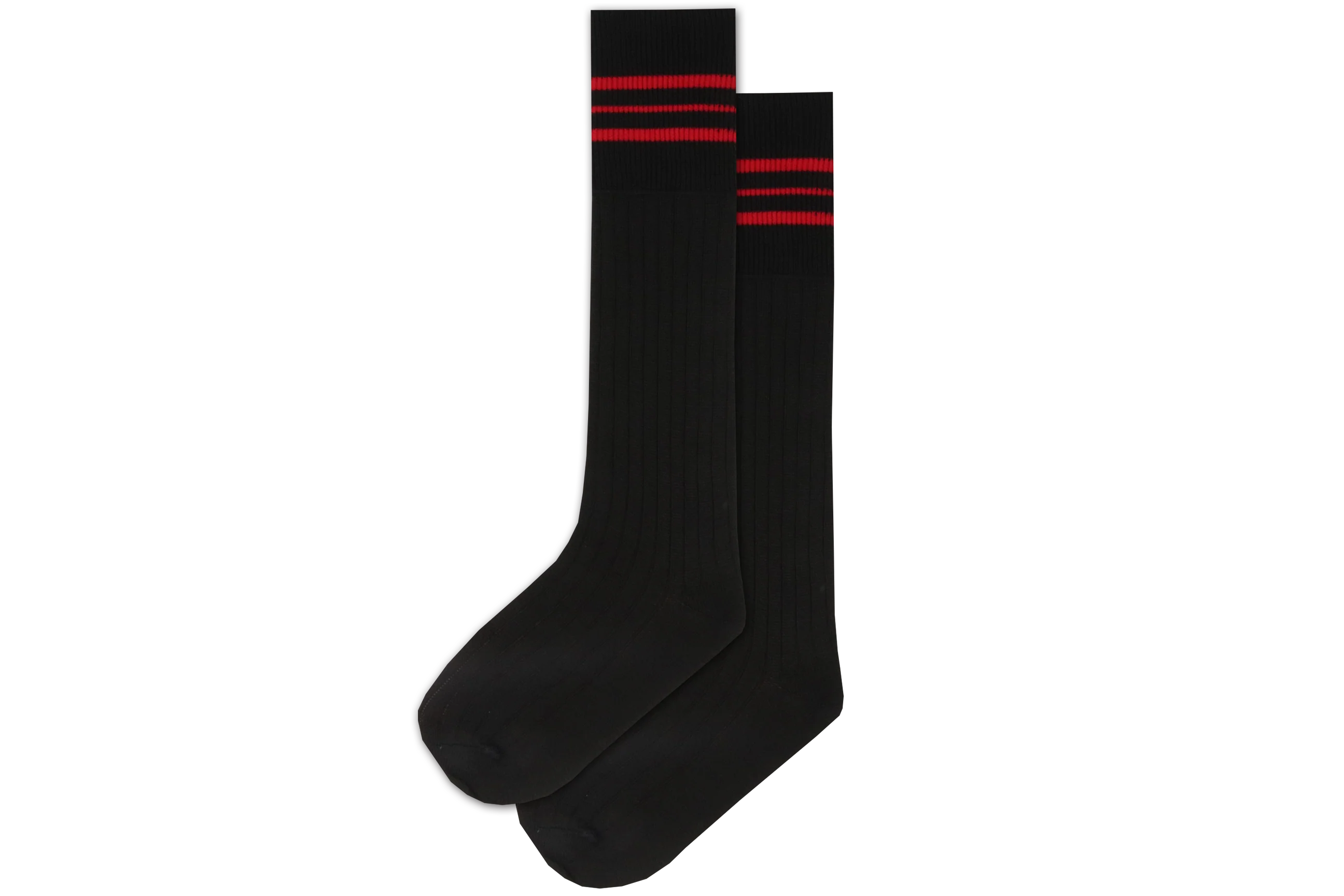 Boys 3/4 Striped Long Socks - Convent Blk/Red