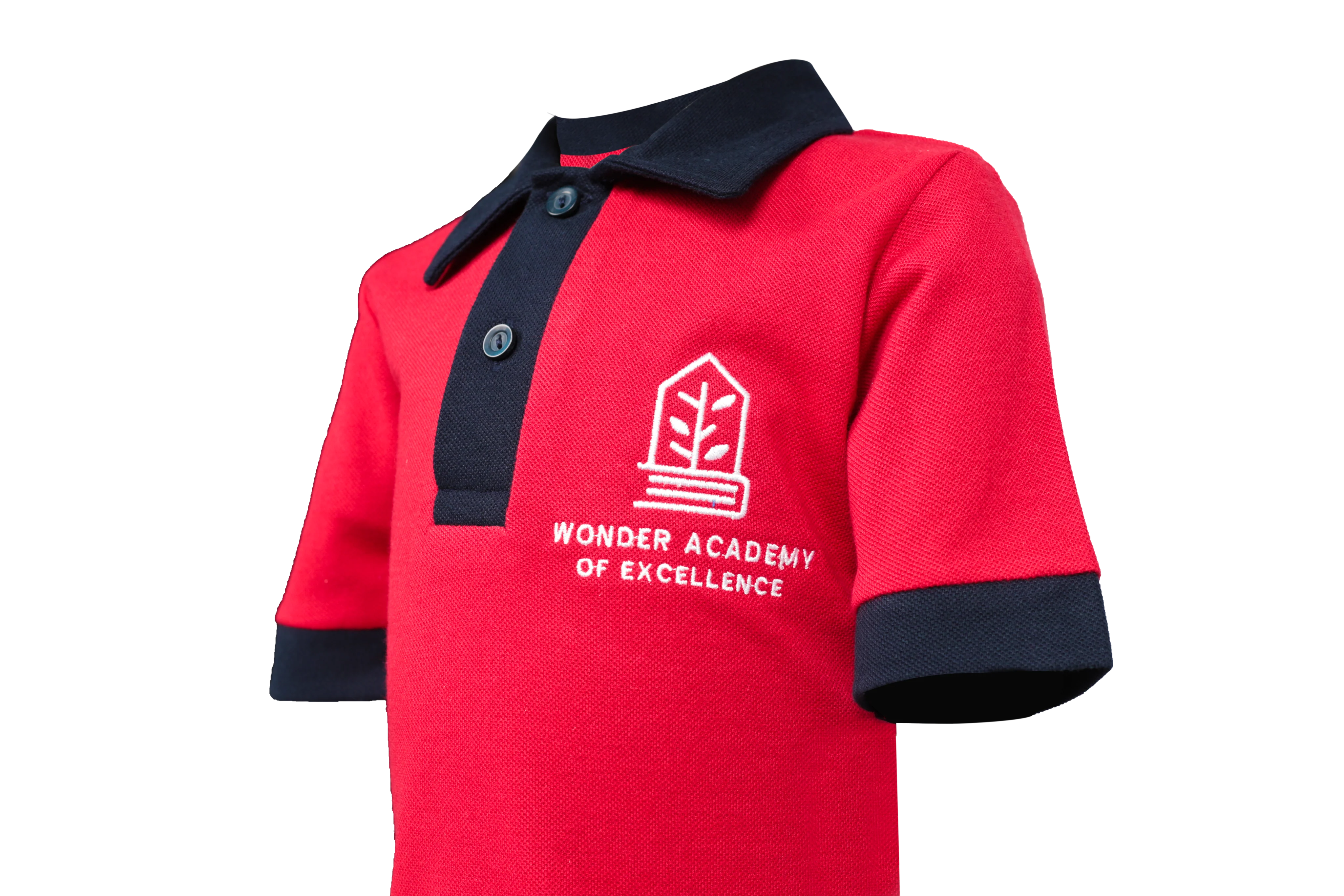 Golf Shirt Red EMB - Wonder Academy Montessori - Image 2